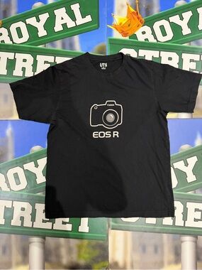 Uniqlo Black Graphic EOS R Camera Tee